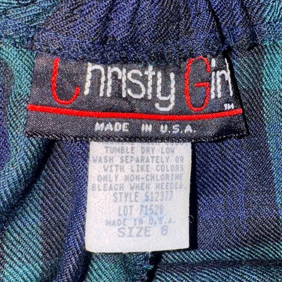 Vintage Christy Girl Navy Blue and Green Plaid tapered pants with Pockets S= 8 - Picture 6 of 12